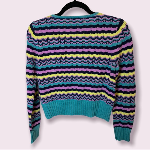 Y2K zig zag striped cropped cardigan - Picture 2 of 4